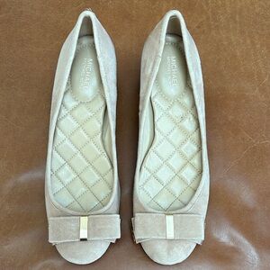 Michael Kors Beige Suede Bow Ballet Flats